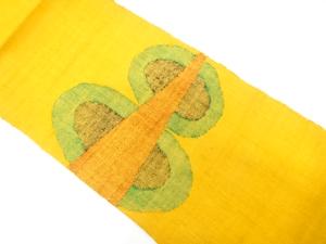 手織り真綿紬　抽象模様織り出し　名古屋帯